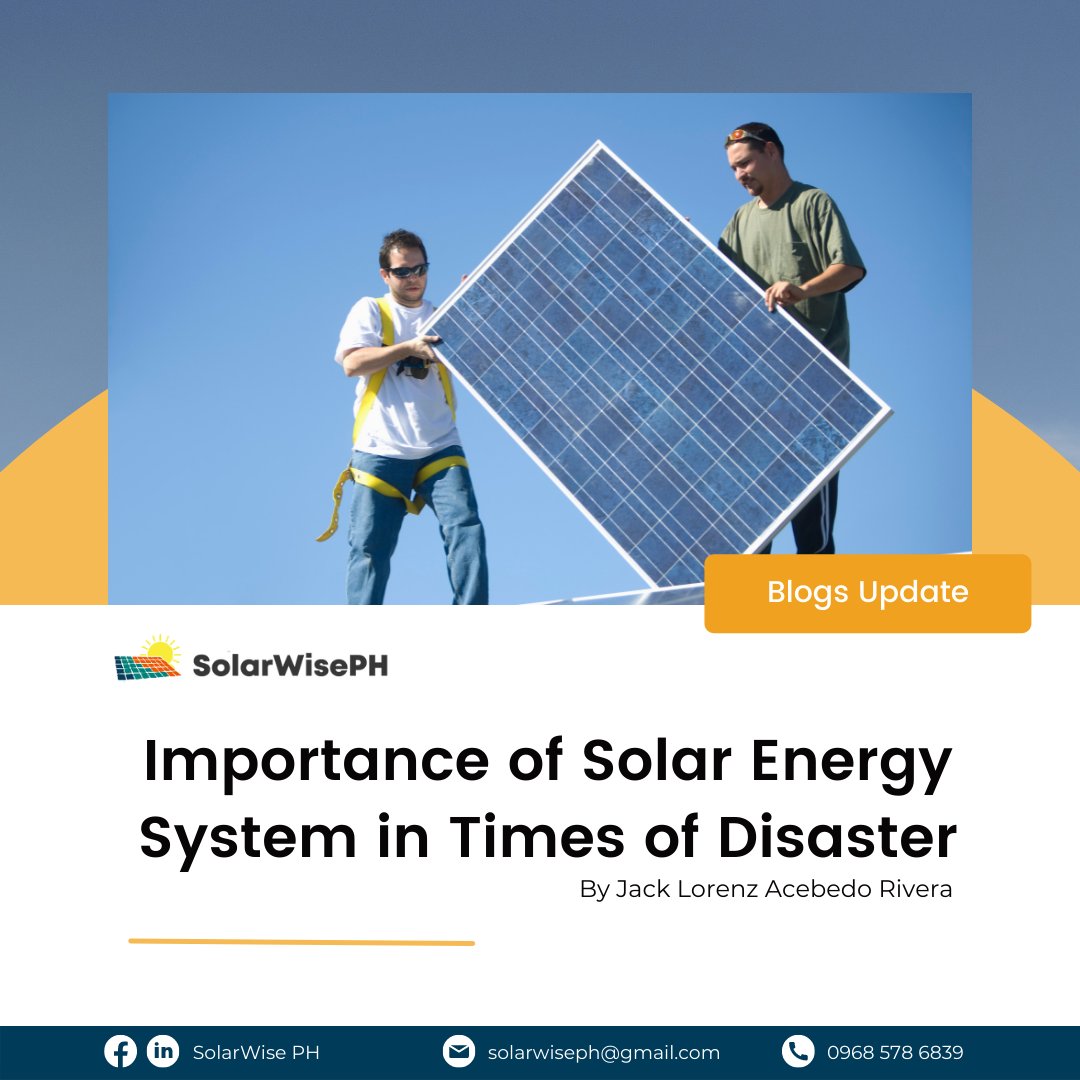solarwiseph's tweet photo. We often say that rainy and cloudy days are the solar energy system’s weakness. But the truth is, in times of disaster like storms, earthquakes, and tsunamis, the solar energy system is what saves us by providing emergency power that can last for days.   

Know more about the imp https://t.co/d6tATVAoES