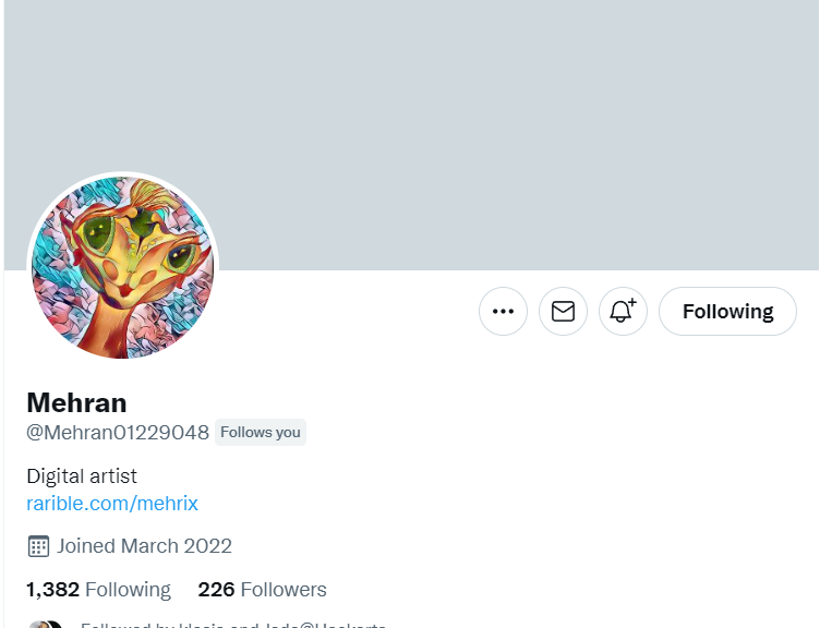 JaadooMetaverse's tweet photo. 🏆#NFTArtist of the Day 🏆 @Mehran01229048
Support and Buy@ https://t.co/g0cxecoHTD
More @ https://t.co/Y9HArqPDMs
#nfts #artist #digitaldrawing #NFTProject #nft #NFTCommmunity #cryptoart #WazirXNFT #NFTCroatia #raribleNFT #Metaverse #PolygonNFTs #OpenSeaNFT #Croatia #crypto https://t.co/6MsaCco3z2