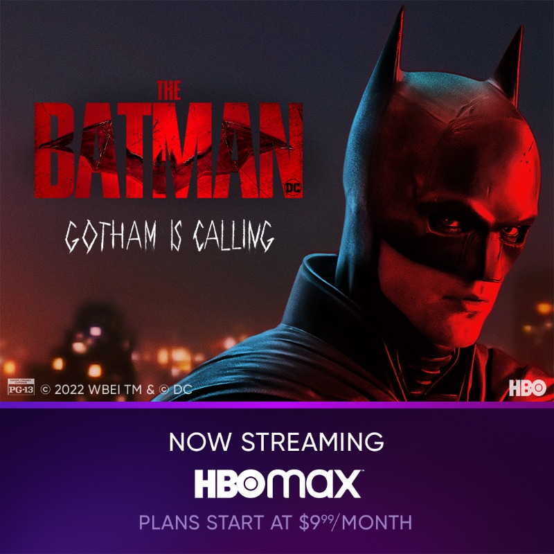streamonmax's tweet photo. Gotham is calling. Don't miss The Batman on HBO Max.