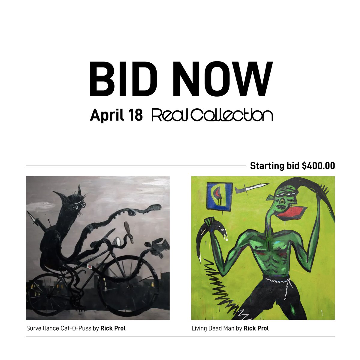 RealcollectionG's tweet photo. Bid Now!🥳 Auction will be held for 2 weeks from April 18th. Buy with PayPal.
Living Dead Man👇
https://t.co/JxApZ1pvxS
Surveillance Cat-O-Puss👇
https://t.co/8C1xtqdFIX
@RealcollectionG @LEDGIS_official
#NFT #cryptoart #fineNFTart #realcollectionG #RealCollection #RickProl https://t.co/yniOgfHOhd