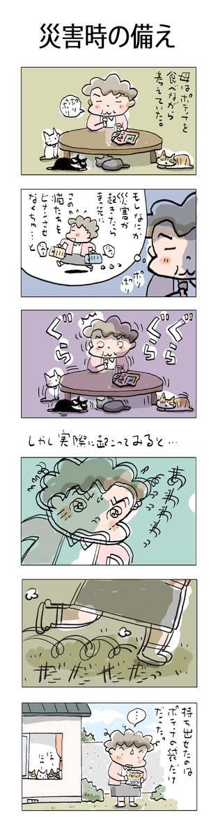 災害時の備え
#こんなん描いてます #自作まんが #漫画 
#猫まんが #4コママンガ #NEKO3 