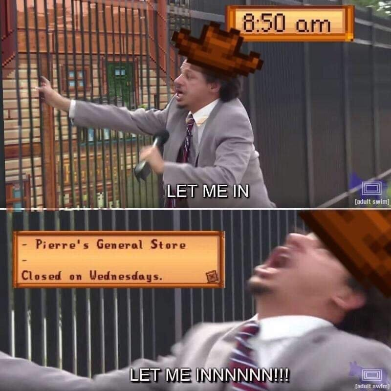 Wander_Bit's tweet photo. stardew valley es tendencia y es buen momento para recordarles que la tienda de pierre esta cerrada los miércoles , no lo olviden . https://t.co/InkZmF7PvQ