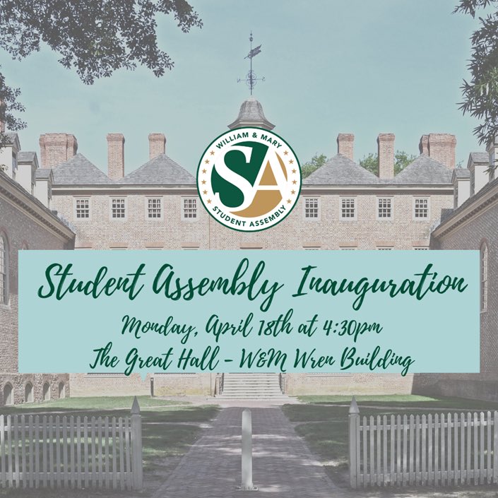 We’re back on Twitter! We hope you’ll join us tomorrow for the inauguration of the representatives and officers of the incoming 330th Session and a State of the College Address from outgoing SA President Meghana Boojala ‘22.
