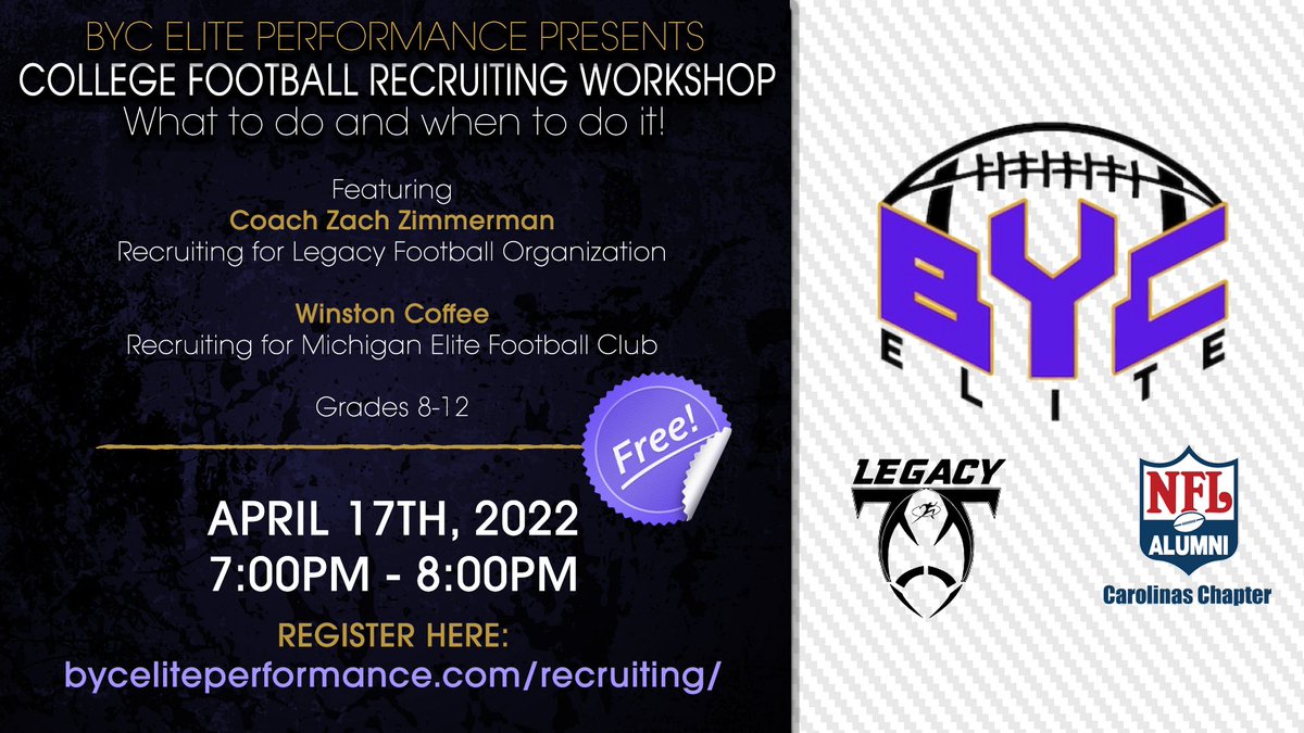 919EliteFBClub's tweet photo. We are LIVE right now with @Legacy_Recruit! This everything you need to know to earn a college scholarship. #BYCElite https://t.co/qQz6S4wXrO