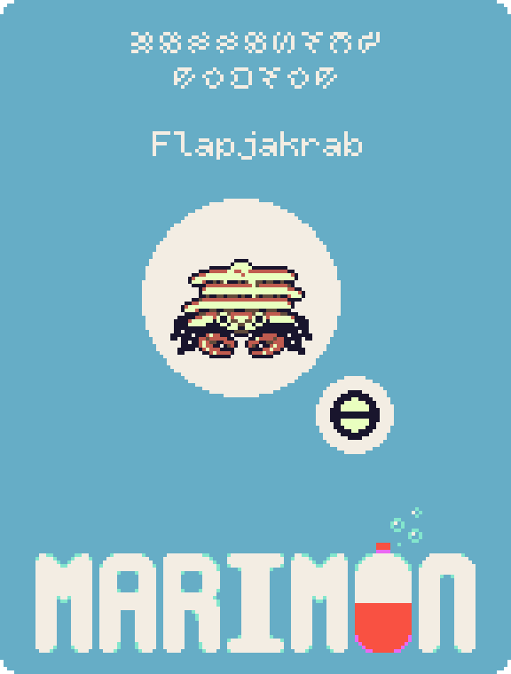 YoshiMakes's tweet photo. The collective pronoun for a group of flapjakrabs is "international house". #marimon #fakemon #bestiary https://t.co/6L1lY9VOen