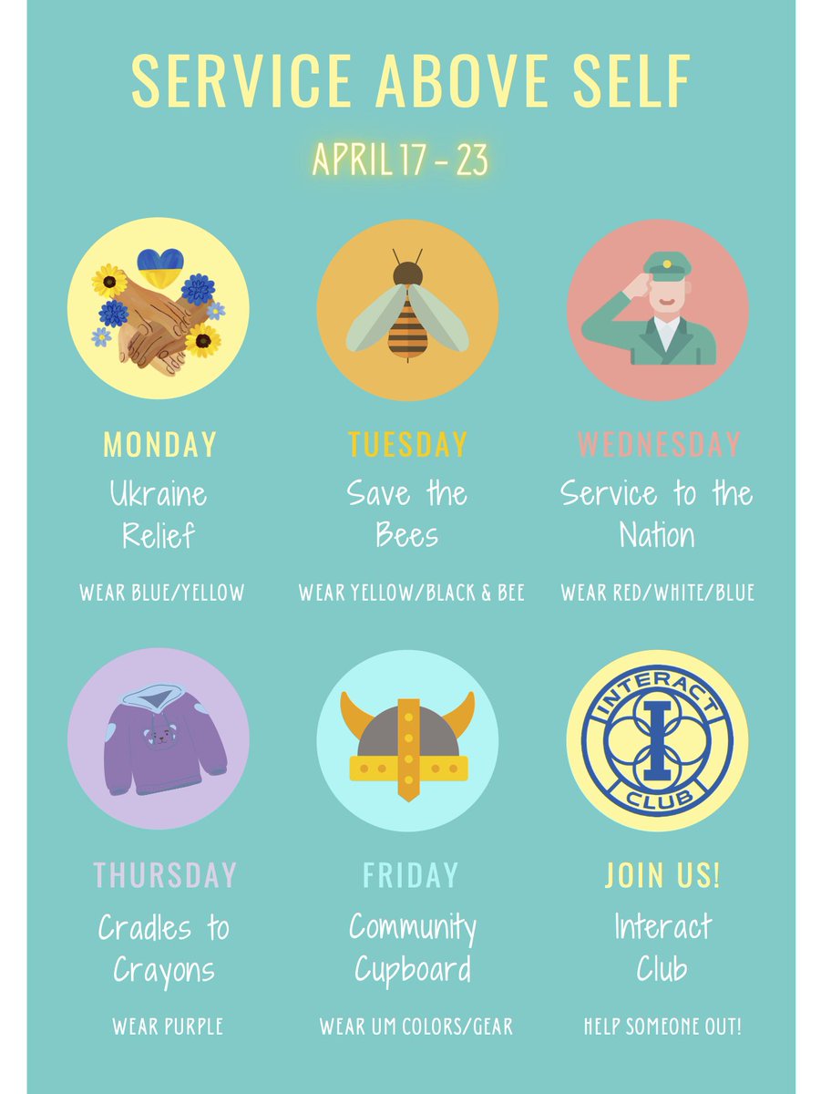 Hey, UM! We are starting our Service above Self Week! Please join us for the daily activities (see our Insta for a full description).