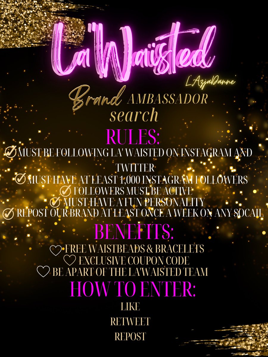 Heyy bead babes💜 We’re looking for 3 more Brand Ambassadors to model our lovely handcrafted beads! Follow the instructions on the post to Enter🥰. Good Luck✨💜

#brandambassadorsearch 
.
.
. 
#prettyhustle #smallbusinessowner #BlackOwned #ambassadorswanted #gramfam #grambling