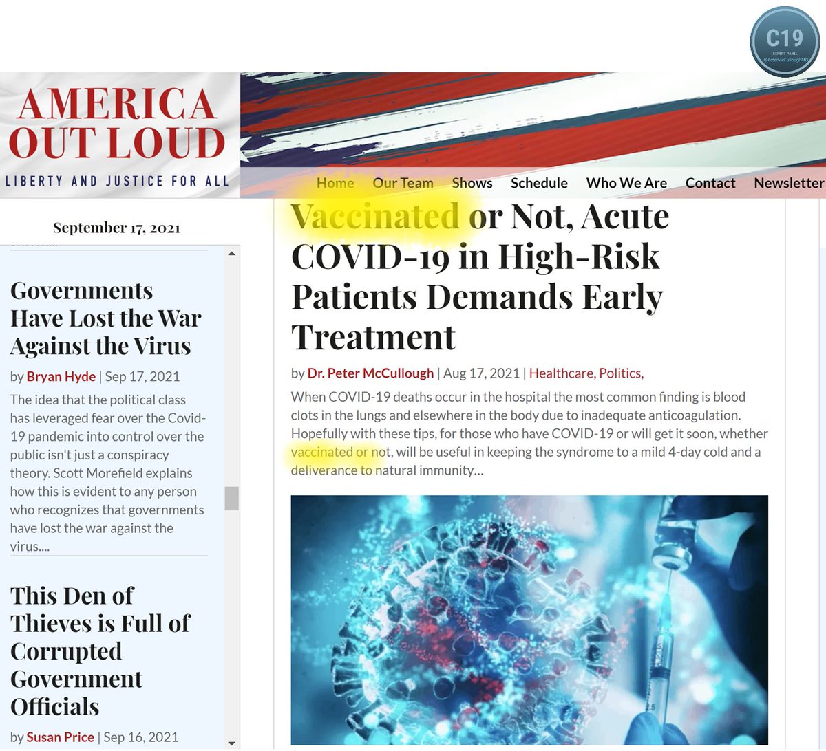 P_McCulloughMD's tweet photo. DeWine like so many compliant tripled leaders burned with product failure.  Great to see he received early treatment.  How many more before regret and realization the products useless on mutants--now obsolete?  Will he go for more in mass formation?  SAEs death/disability loom. https://t.co/v8aolEm0Y5