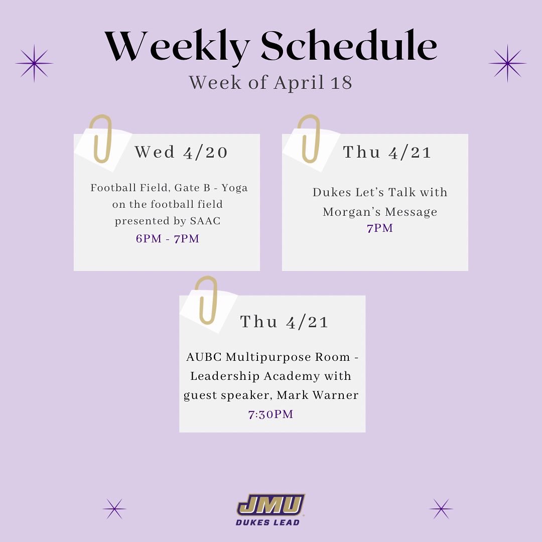 Weekly Schedule!🐣Happy Easter 

#godukes