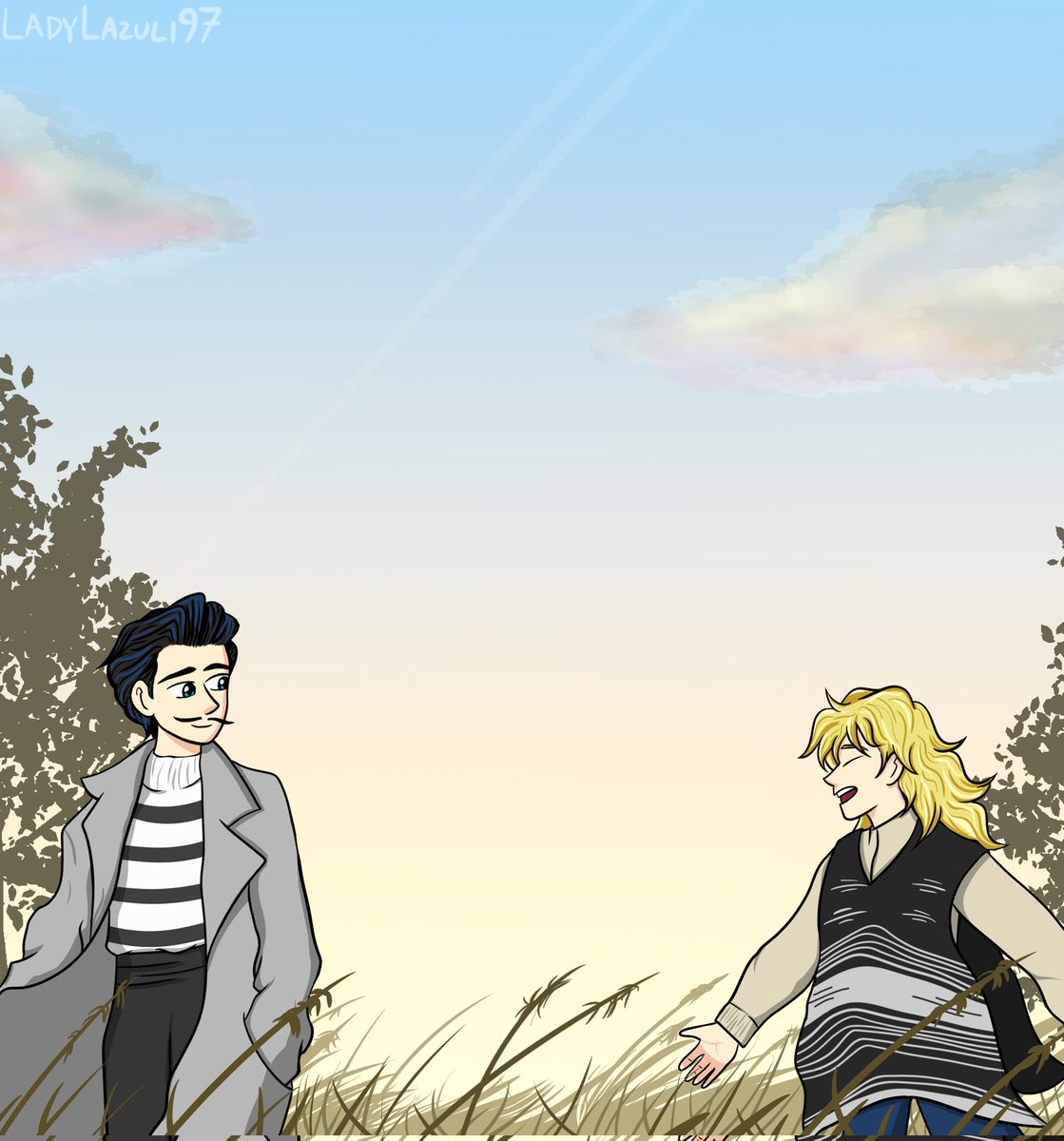 ladylazuli97's tweet photo. Portada para el fic zeppwagon del AU. Al fin les trajimos la historia de Roberto y Will TuT
#zeppwagon #williamzeppeli #robertspeedwagon #jjba https://t.co/QW4BOtaXuq https://t.co/z8oC57hgEI