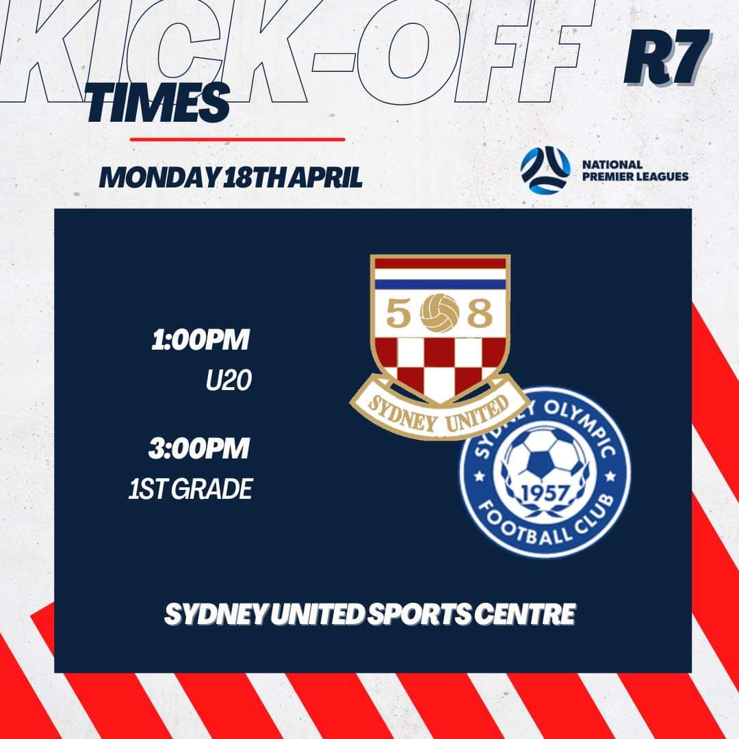It's a big Easter Monday clash against rivals Sydney Olympic!! Kick off is at 3pm #SU58FC #NSWPL #sydneyunited