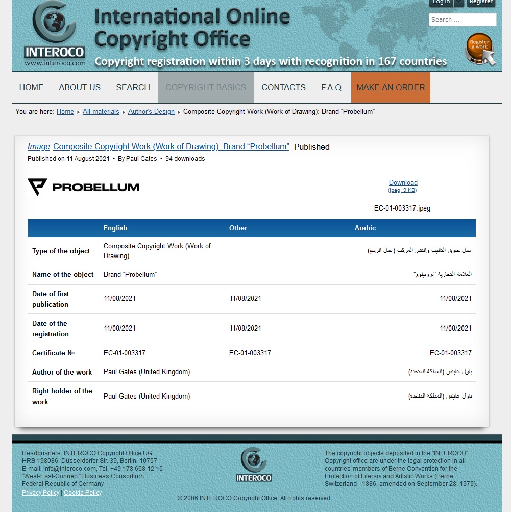 arejaywoof's tweet image. 2/

even more, searching mujassum aftab butt on interoco.com lists two trademarks:

EC-01-003317: @Probellum
EC-01-003318: Golden Contract 

Paul Gates (UK) is listed as author and rights holder for both

#boxing #boxeo #GoldenContract #Probellum