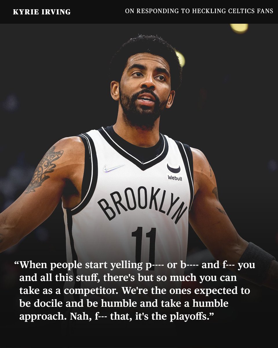ESPNNBA's tweet photo. Kyrie is giving heckling Celtics fans the same energy in return. https://t.co/V1EeVKeTUv