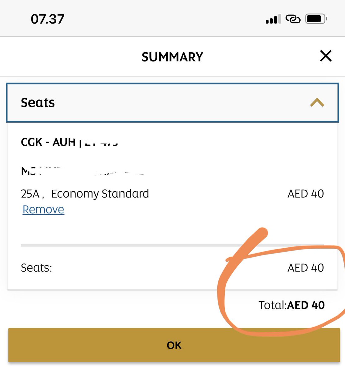 MutyaIvory's tweet photo. @EtihadHelp hi, i just wanna check what does it mean AED 40?! Do I have to pay more if I wanna select my seat by online?! https://t.co/4z5O1ZFstk