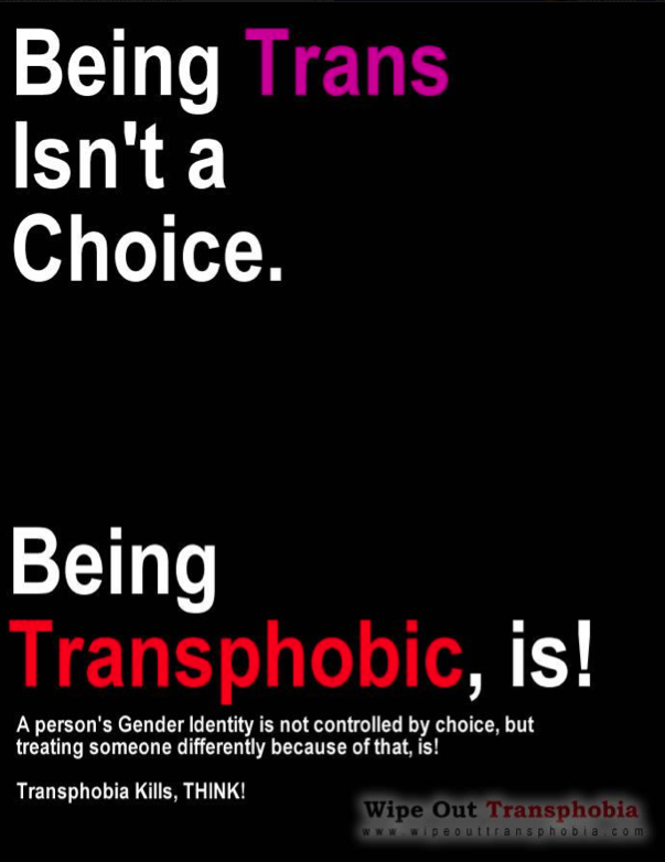 YourEDIDude's tweet photo. A person’s gender identity is not controlled by choice but choosing to treat someone different because of that, is! 

Transphobia has no place in our society. #RootItOut #TransRightsAreHumanRights #TransIsBeautiful https://t.co/PHxPyidFR0