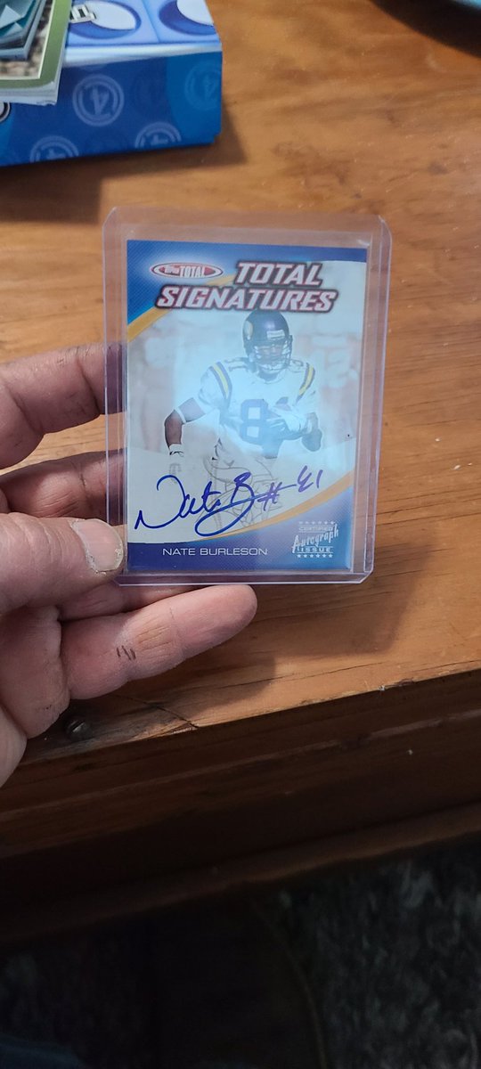 MarkGross77's tweet photo. A very good buddy of mine sent me a @nateburleson autographed card for my birthday,  he is one my my favorite Seahawks players of all time, the first Jersey I ever bought,  and now the first autograph of a Seahawk I have ever gotten! https://t.co/XPCL0hGfNO