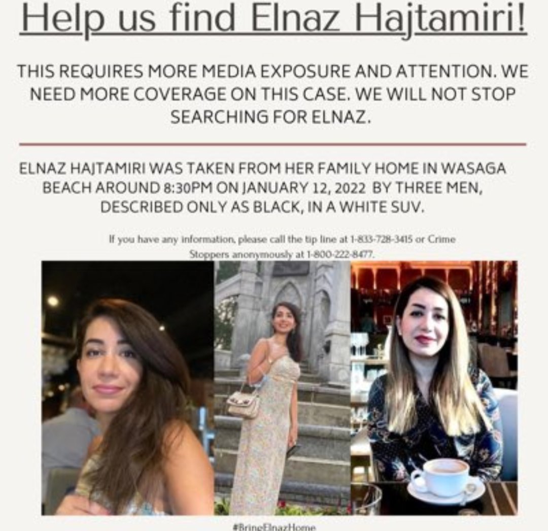 RaleighScan's tweet photo. Elnaz was forcibly taken from a residence by three black men wearing police gear &amp; claimed to have a warrant for her arrest.
Captors were driving: a white Lexus SUV, either R-X or 350, model years 2016 to 2022.
 @josephpetito @CoffindafferFBI 
See @BringElnazHome https://t.co/HLCBSLY9H7
