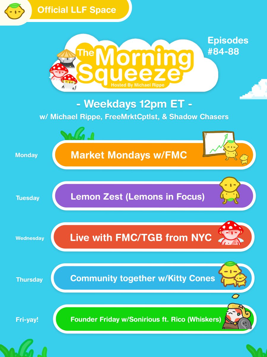 This week's lineup for the Morning Squeeze!
LIVE. LAUGH. LEMON🍋💛