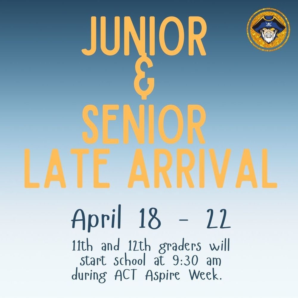 CHSPirates1's tweet photo. This Week: Junior/Senior Late Arrival https://t.co/C3Z0olqAXX https://t.co/WReGRLUR37