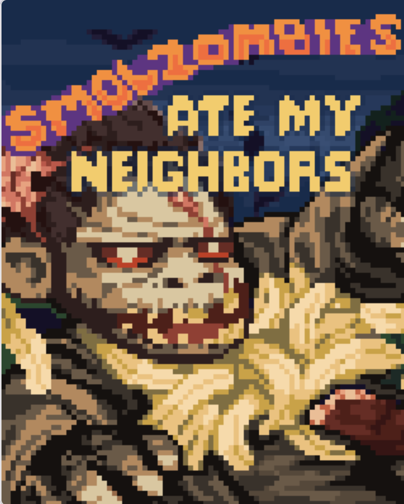 the8bitdao's tweet image. 🧟 SMOL ZOMBIES ATE MY NEIGHBORS  🏚👨‍👩‍👧‍👦
🧟Who is this creature!?! 🧌
Final reveal! 🎬
Should we drop the art all connected together? 🎨

👀Preview of 1 of our 8BIT cartridges.Tag some friends 👯‍♂️&amp;amp; Follow &amp;amp; Like 👍&amp;amp; RT.Lucky Interactions considered for Retro WL.📝