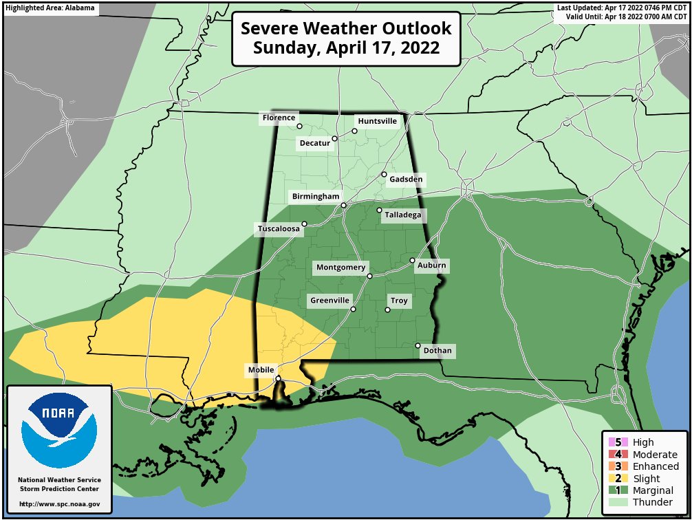 James Spann on Twitter "Highest severe weather probabilities tonight