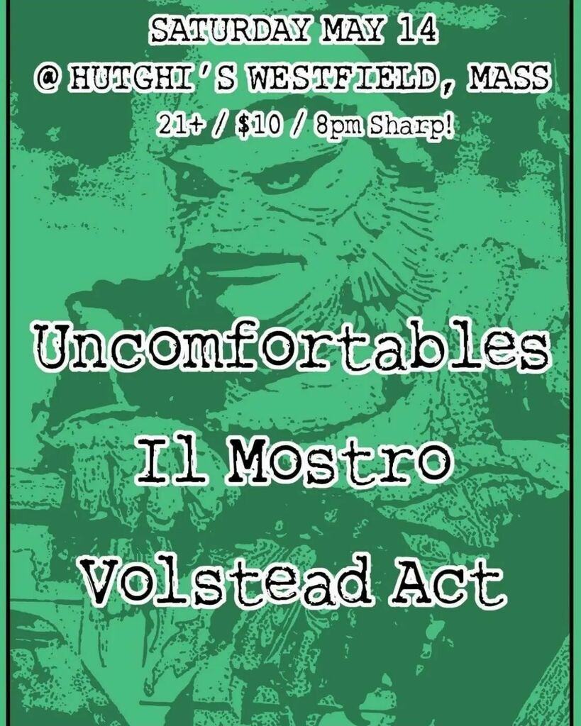 ilMostroBoston's tweet photo. Western mass! Come out and hang at @hutghis with us, The Uncomfortables and @the_volstead_act . Sat May 14th! Let's boogie. https://t.co/uMmR9dOvtG https://t.co/OiYAs15oEl