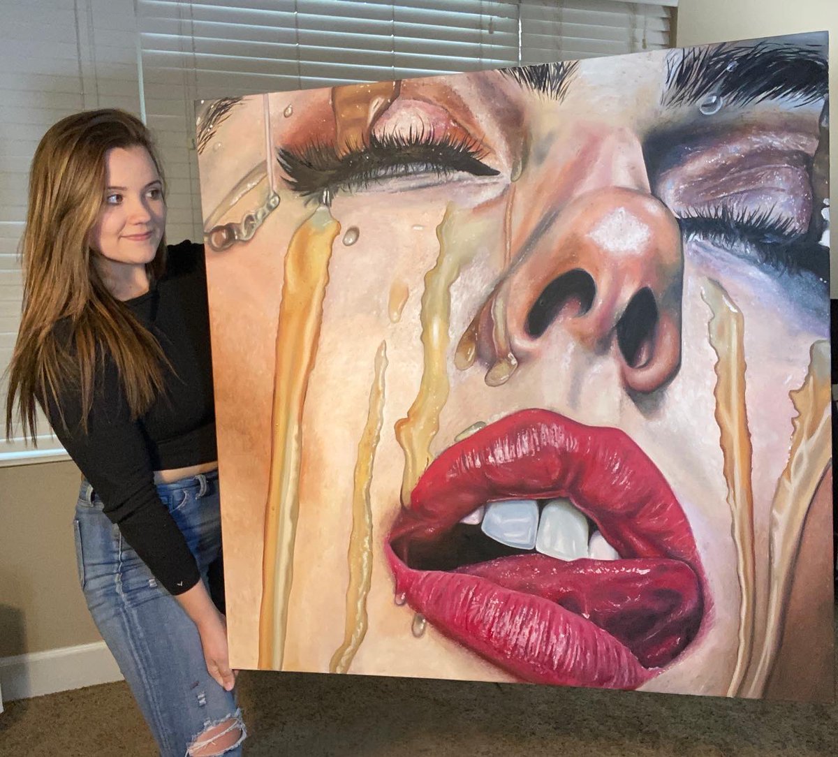 KaylaCarlile's tweet photo. 20 hours later, I have my favorite painting I’ve ever done. She still needs a name, any suggestions?! 🥰🎨 https://t.co/BT1a0YE19a