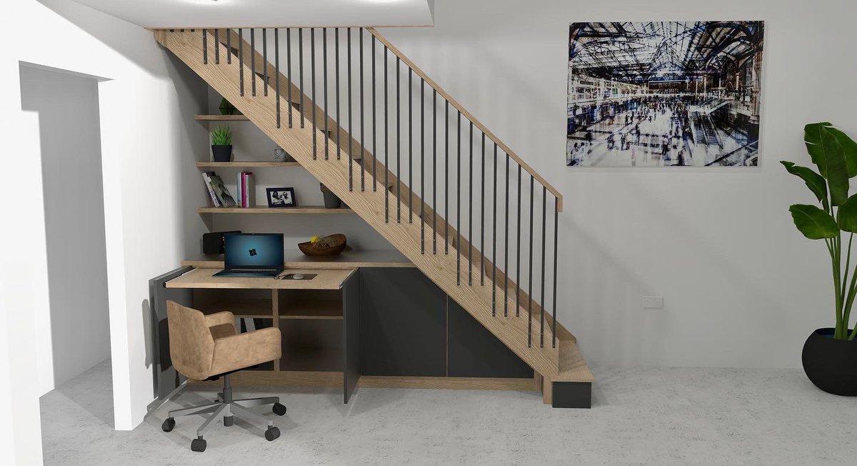 HansonStaircase's tweet photo. Utilise the space under your staircase with an occasional small home office area incorporated into the design. 

Call Hanson Staircase Design on 07707 968 412 to discuss.

#metalspindles
#design
#continuoushandrail 
#homeoffice
#staircasedesign https://t.co/kHNRPuvcVF