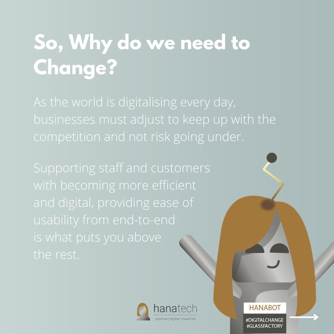 There are many reasons why we need to adapt the way we work in every business sector - read below for insightful facts 🔽

Read some terrifying case studies of why these companies needed change 😲 👉 loom.ly/JIYLNcc

📩 enquiries@hana-tech.co.uk

#digitaltransformation