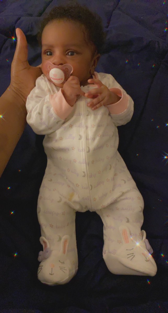 Treacey35's tweet photo. My Lil Pami girl celebrated her 1st Resurrection Sunday!! Now it’s time to sleep!! 💜💜#HappyEaster #1stEaster #HappyBaby #MyMommyCallsMePami https://t.co/oEoXVIbusW