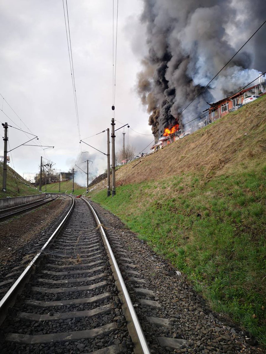 A Ukrainian train station hit by Russian missile