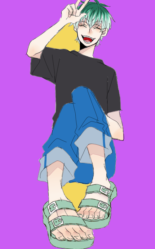 細身の可愛い男はごついサンダル履いてくれ てつ子のイラスト