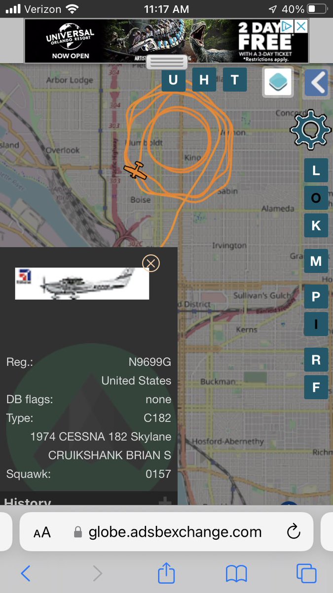 sparkedin's tweet photo. @PDX_SKYWATCH Um, not sure what the tail number is. Screenshot some of the info and googled the name. It’s an aerial photographer. They circled a few more time after this, then landed past Wilsonville. https://t.co/ZqdWPnMwL5