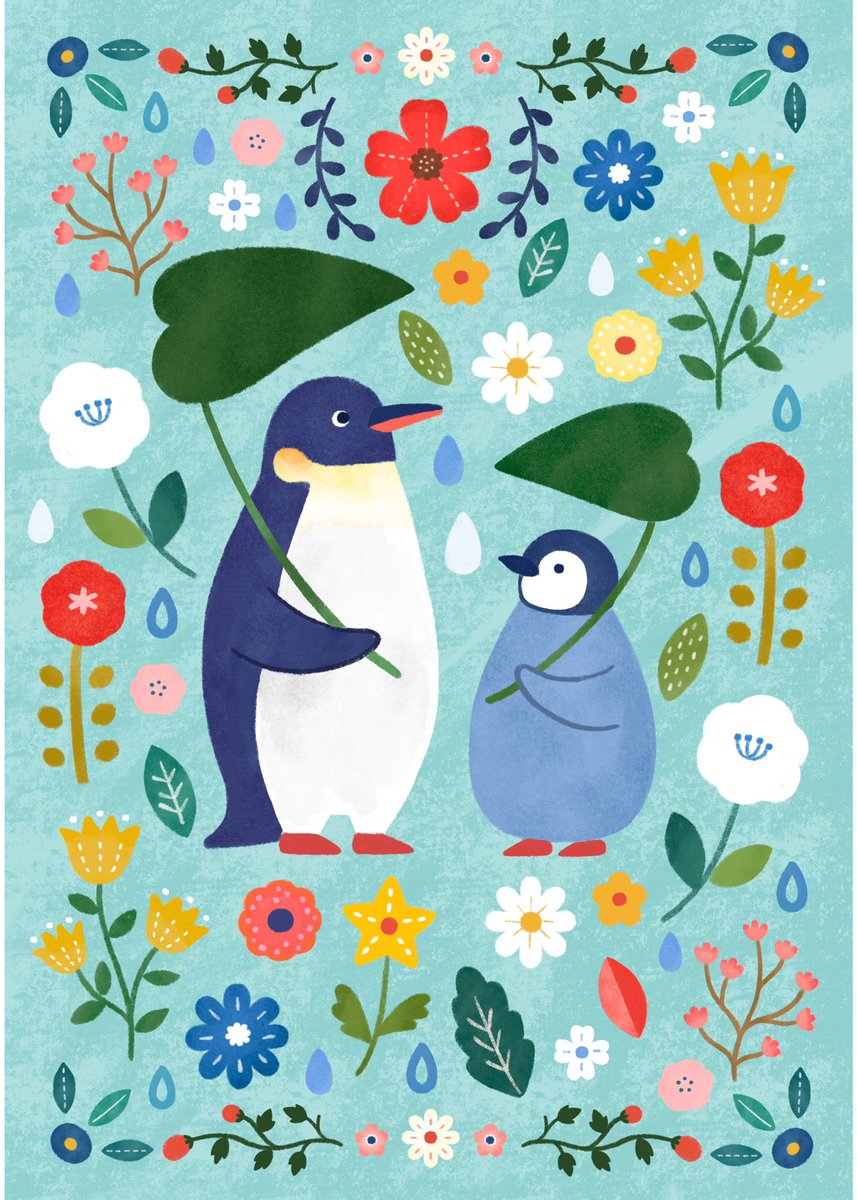 動物親子シリーズ増やし中🖌 12ヶ月分完成したらポストカードセット