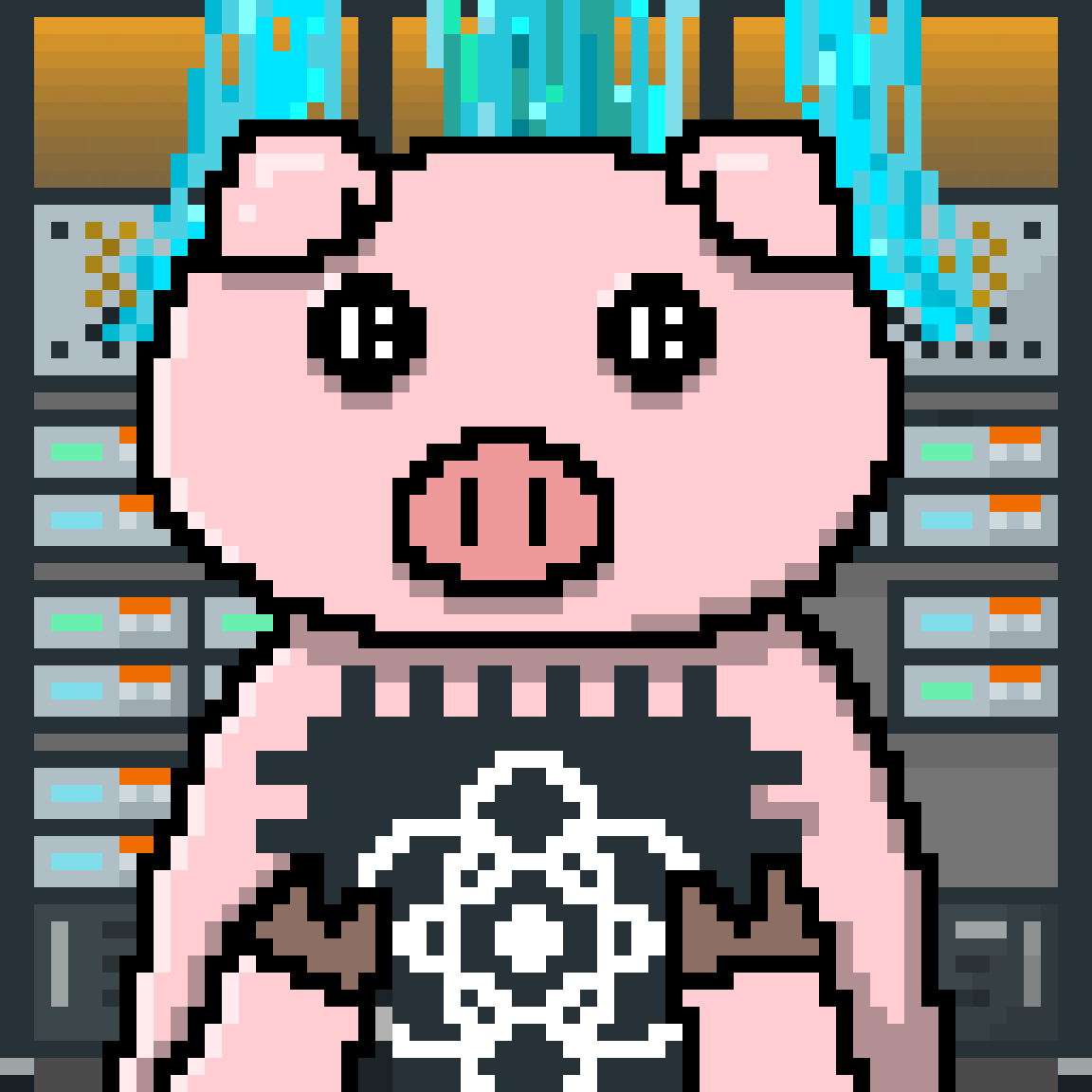 A piggy investor who holds quantum computing.

“God was invented to explain mystery.”
—Richard P. Feynman

#PiggyIC #NFT #pixelart