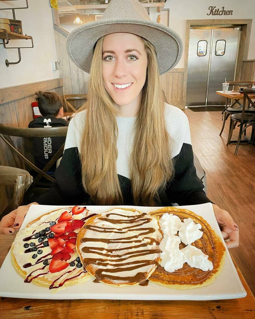 localandsmall's tweet photo. When you thought you could eat “3 pancakes” 😅

This is the pancake sampler at @sevenmilecafe. Each one was bigger than my face!

You get to pick 3 of their pancake flavors and I got:

✨Berry Dream: Sweet cream cheese glaze, blackberry coulis, fresh b… https://t.co/0YpNgZHKvc https://t.co/IXCE95sDaZ