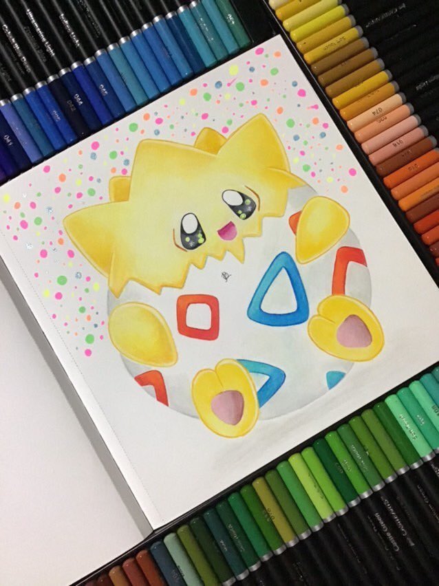 DarkBeautyDraws's tweet photo. Frohe Ostern! 🐣💕
Here’s a little cute Togepi 
to put a smile on your face! 

Made with coloured pencils and gel pens. 

#Ostern #アート #NintendoArt #FanArt #pokemoncards #Zeichnen #Illustration #Zeichnung #Kunst #ArtistOnTwitter #イラスト #pokémon #BeKind #Metalhead #drawing https://t.co/GfWy79trLg