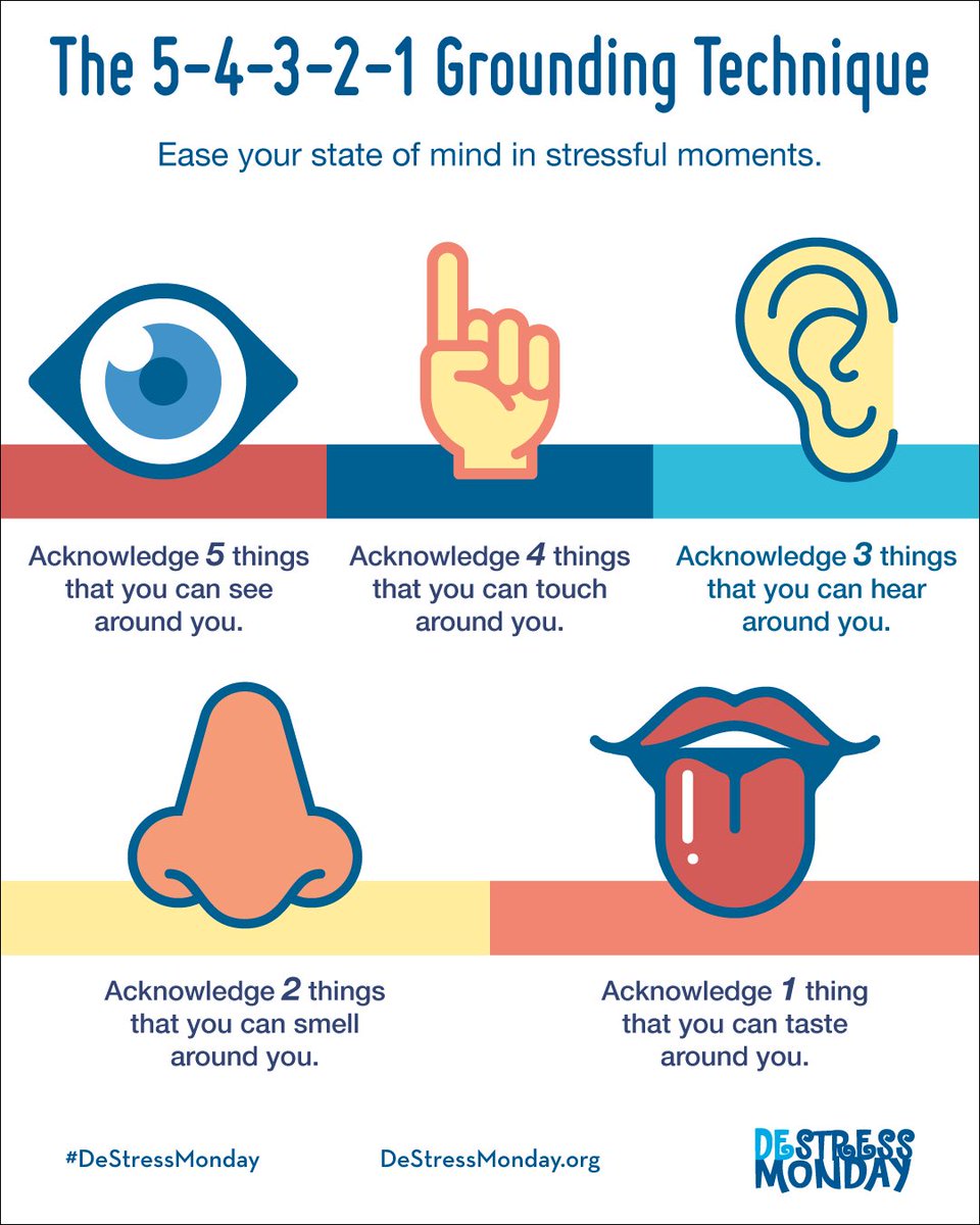 MandaPanda631's tweet photo. @irrelevantskel I do this 5 senses thing my therapist taught me. While you’re doing it just take deep breathes and beside the seeing part I close my eyes and just try to toon into the “now”. https://t.co/6sTMGD34ax