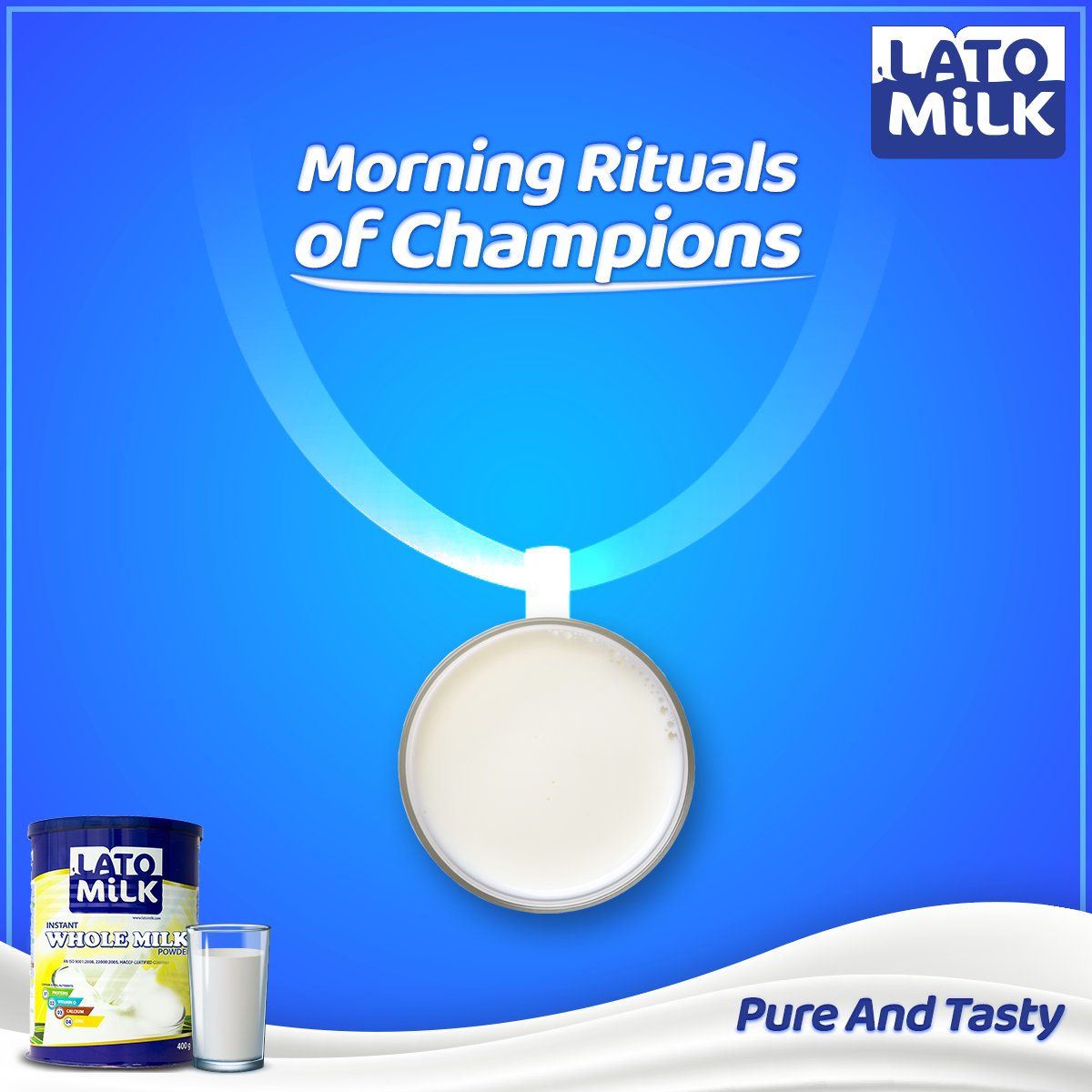 LatoMilk's tweet photo. We couldn't agree more. Start your morning with a glass of #Lato #InstantFullCream milk powder! 
#AnyTimeMilk #ChampionInYou
#LatoMilk #PureAndTasty https://t.co/dNA68YzY3y