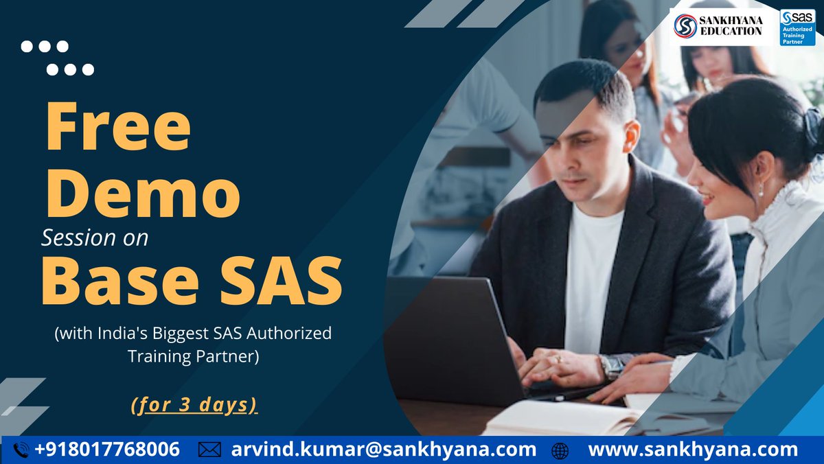 sankhayana's tweet image. Attend our free Demo session on Base SAS with India&apos;s Biggest SAS Authorized training Partner
Register your interest here: lnkd.in/dccXh9wj
Start your career here: +918017768006,arvind.kumar@sankhyana.com, sankhyana.com
 #SASATC #DataAnalytics #SAS #DataScience