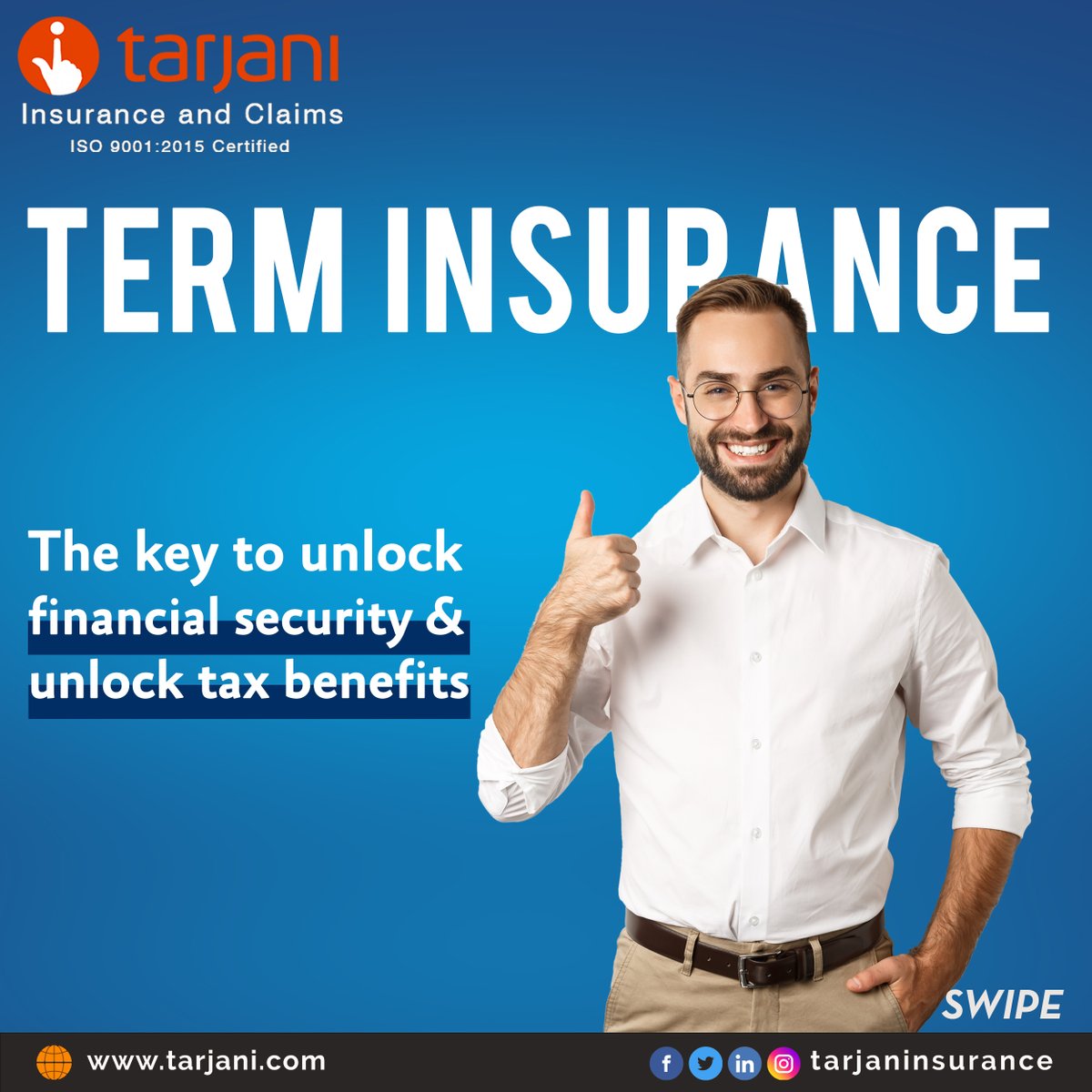 Tarjaninsurance's tweet photo. The premium paid for a term life insurance is eligible for deduction up to Rs.1.5 lakhs under section 80C Certain term plans can also avail the tax benefits under Section 80D. #insurancecover #terminsurance #incometaxbenefits #taxsaver #riskcoverage #insurancebenefits https://t.co/yS09DrhhNY
