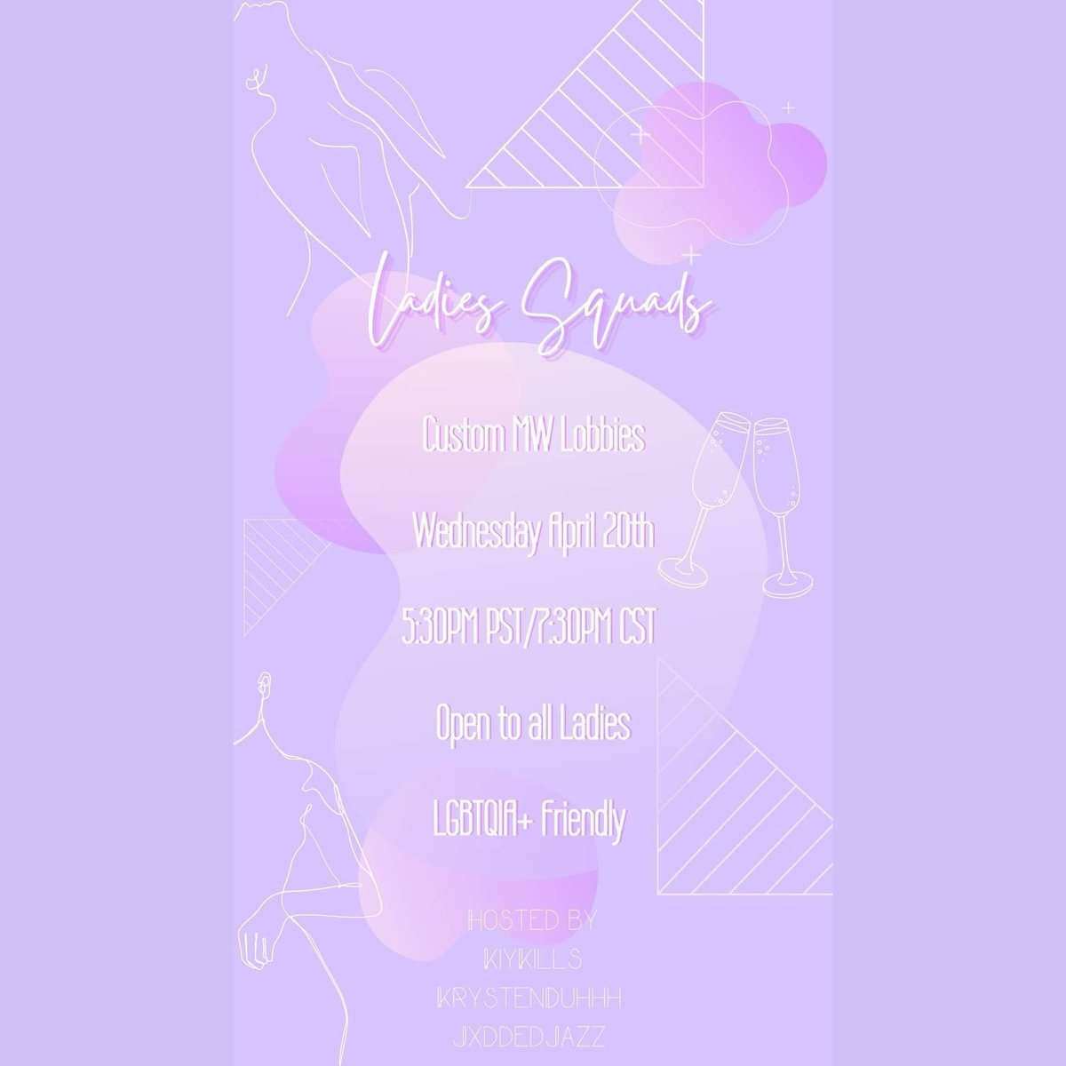 KrystenDuhhh's tweet photo. Ladies Custom Search &amp; Destroy Night! 4/20 @ 5:30pm PST! Hosted by @KiyKills @JxdedJazz and I! Join us at https://t.co/cnZvDtyxk4 #streamer #gamergirls #ladiesofcod #callofduty #searchanddestroy #twitch https://t.co/gIrSbtKSp3