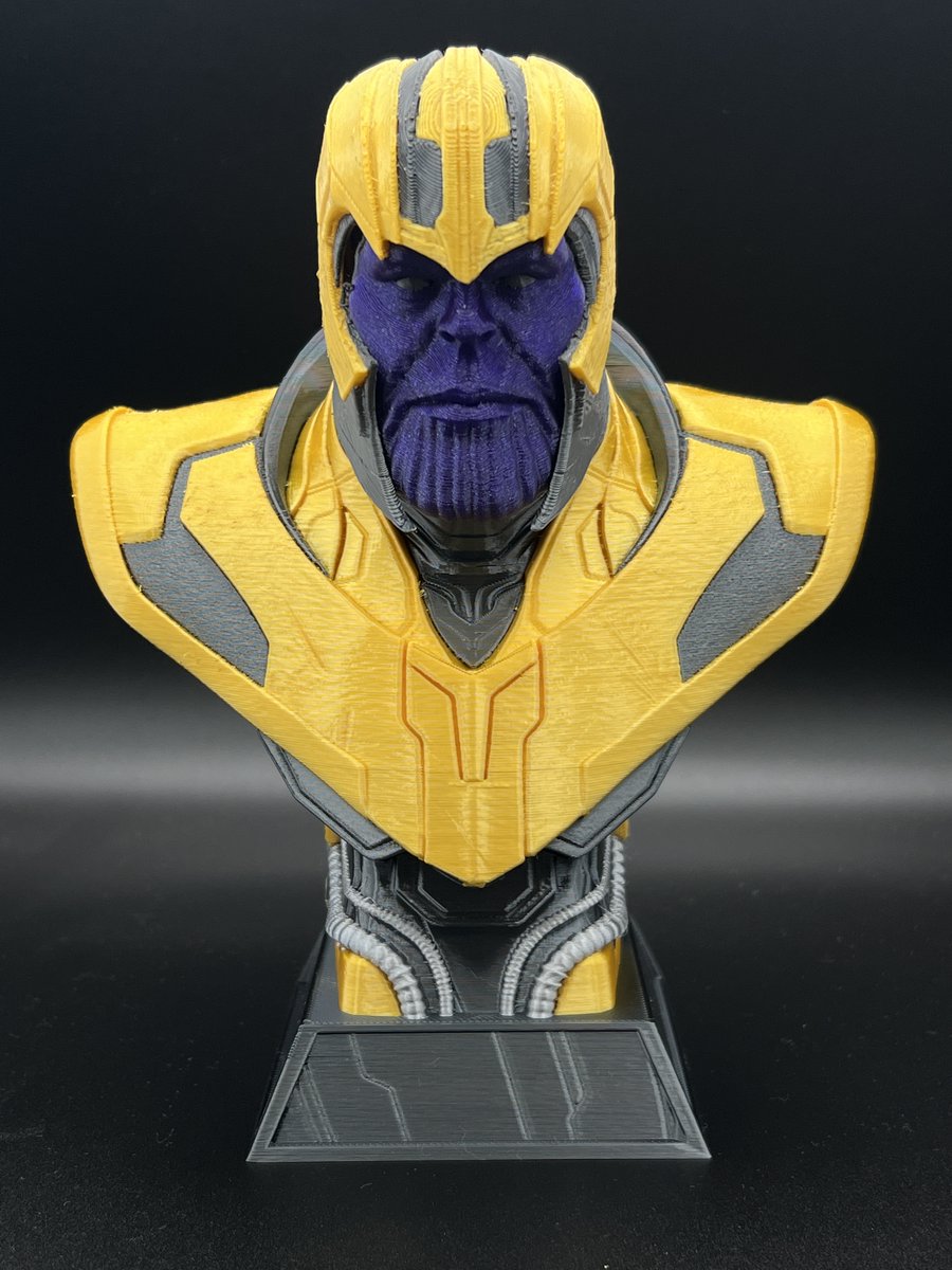 cjbeck's tweet photo. @fotismint Thanos painted in #prusaslicer and printed on a @Prusa3D mk3 #mmu2s. #prusalive https://t.co/gn6IEoFAwG