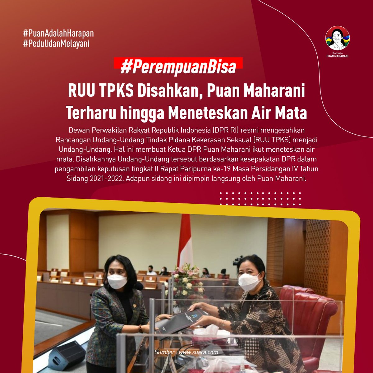 Joanmlk's tweet photo. Puan Maharani terharu ketika pengambilan keputusan RUU TPKS resmi disahkan
#PerempuanBisa
Puan Pahlawan UUTPKS https://t.co/XfxAmcqold