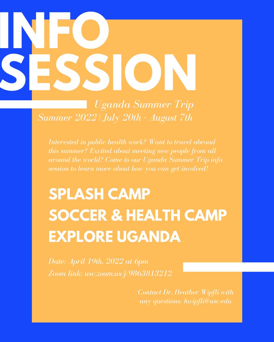 We're so excited to be hosting our summer programming in person this year!🇺🇬😍 Join us THIS TUESDAY (4/19) at 6pm to learn more about the summer trip and how you can get involved with Ray United. Zoom link: usc.zoom.us/j/9863813212