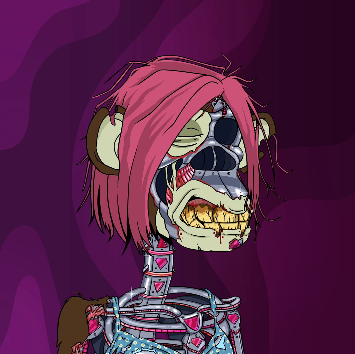 KingBunny2125's tweet image. This time I got @Undeadape_nft  Cherry bot skeleton girl during the UAS gen2 mint. Cherry bot is one of the rarest traits within UAS. #StongCommunity #TrustableCommunity #GoDaysaHead #PublicMintGoingOn #UAS #UASgang #GreatArt