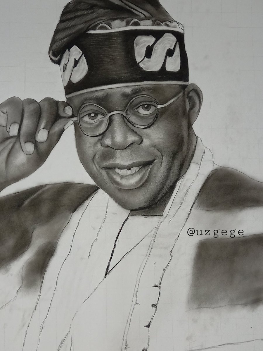 Work in progress 
Charcoal pencil on pelican paper 
Size: 36×24 inches 
Muse: <a href="/officialABAT/">Bola Ahmed Tinubu</a> 

#Uzgegeartwork #uzgege #art #artist #drawing #artwork #public #APC #tinubu #politice