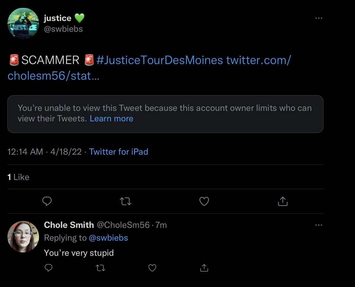 swbiebs's tweet photo. 🚨BEWARE OF THIS ACCOUNT.. 

THEY MADE A NEW POST FOR A DIFFERENT SHOW WHEN I CALLED THEM OUT FOR SCAMMING 😭 #JusticeWorldTour https://t.co/jYoMeuOT3I