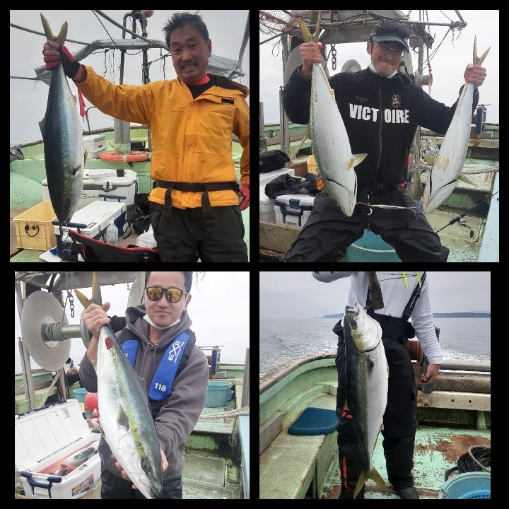 新潟 間瀬港 東間 釣り船 ゴチ網 活魚販売 漁師 4 18 鰤 ワラサ イナワラ マダラ アラ マゾイ 沖メバル ハナ鯛 カレイ ホッケ マフグ 青物4 0匹 今日も青物 元気 バラシも多く残念 初心者船長指導中にhit 超絶嬉しい 青物狙い出船する