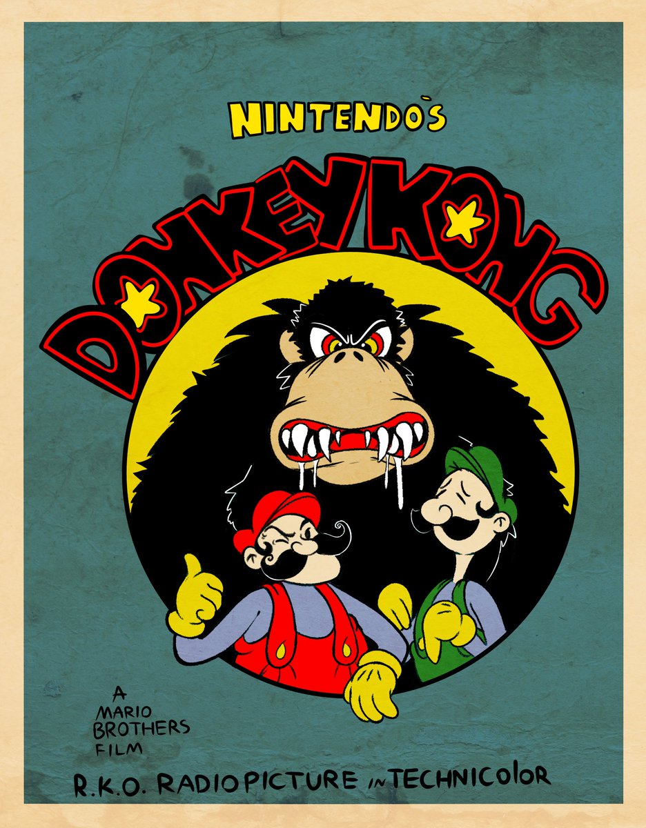 heres a little mario poster but made to resemble a classic style of animation